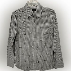 TALBOTS - Button down blouse with design